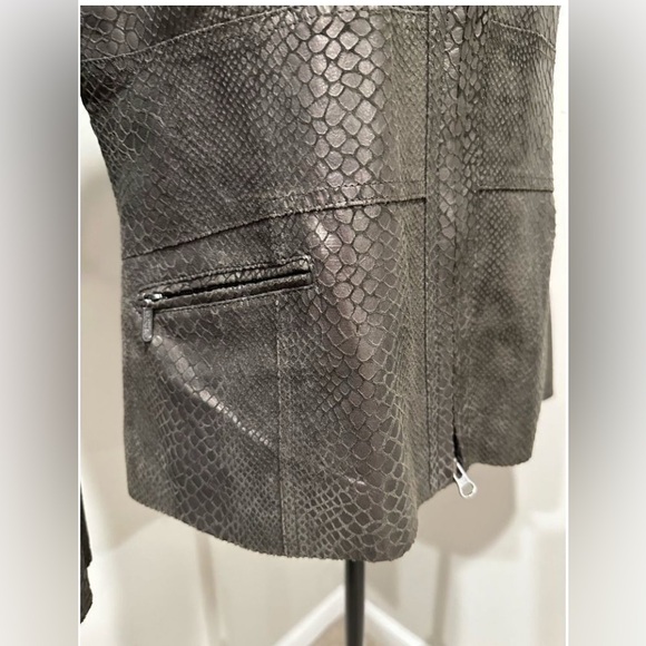 Alfani Brown Leather Jacket with Textured Finish - Picture 3 of 7